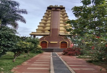 TAMBOORI SHAPED TEMPLE: One of its kind Saptaswara Devata Dhyana Mandir, Rudrapatna